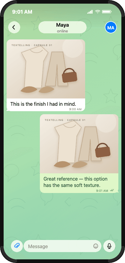 Telegram conversation with incoming and outgoing image messages