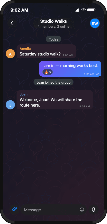 Telegram group chat showing a date and a member joining
