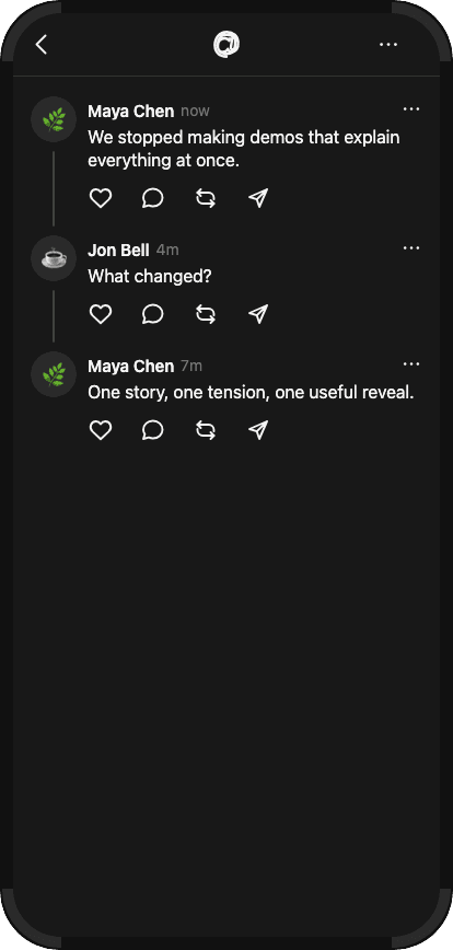 Threads launch post followed by two audience replies