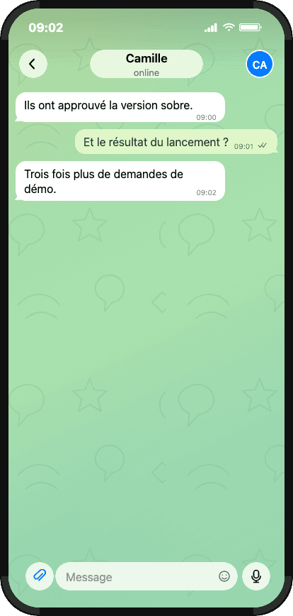 Révélation Telegram accompagnée d’un effet animé de bande dessinée