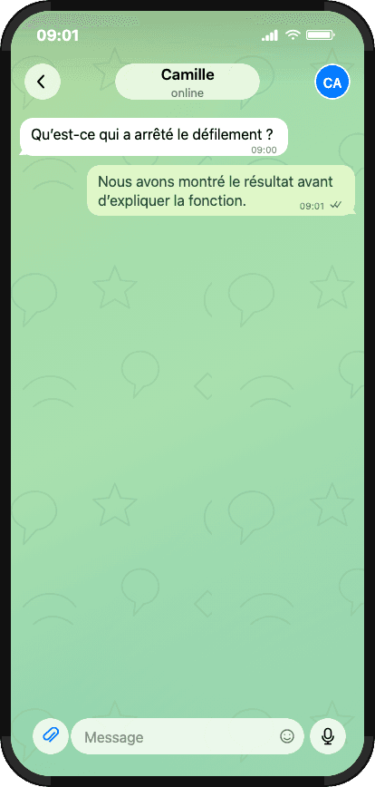 Recette Telegram avec délai volontaire et pause finale